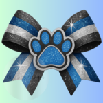 paw print blue black and silver bow 3k px png 3e