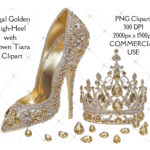 regal golden high heel with crown tiara png clipart 2