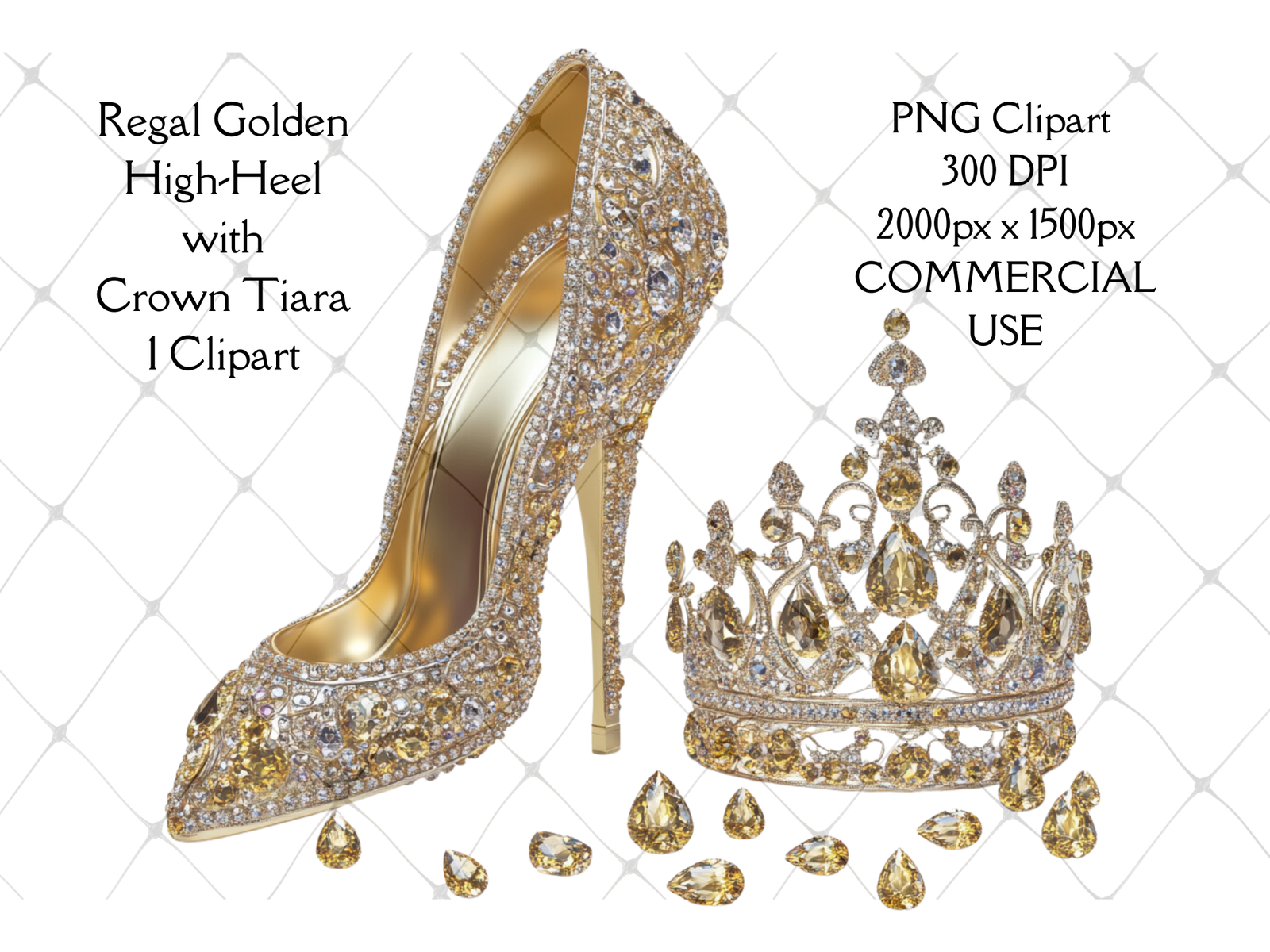 regal golden high heel with crown tiara png clipart 2